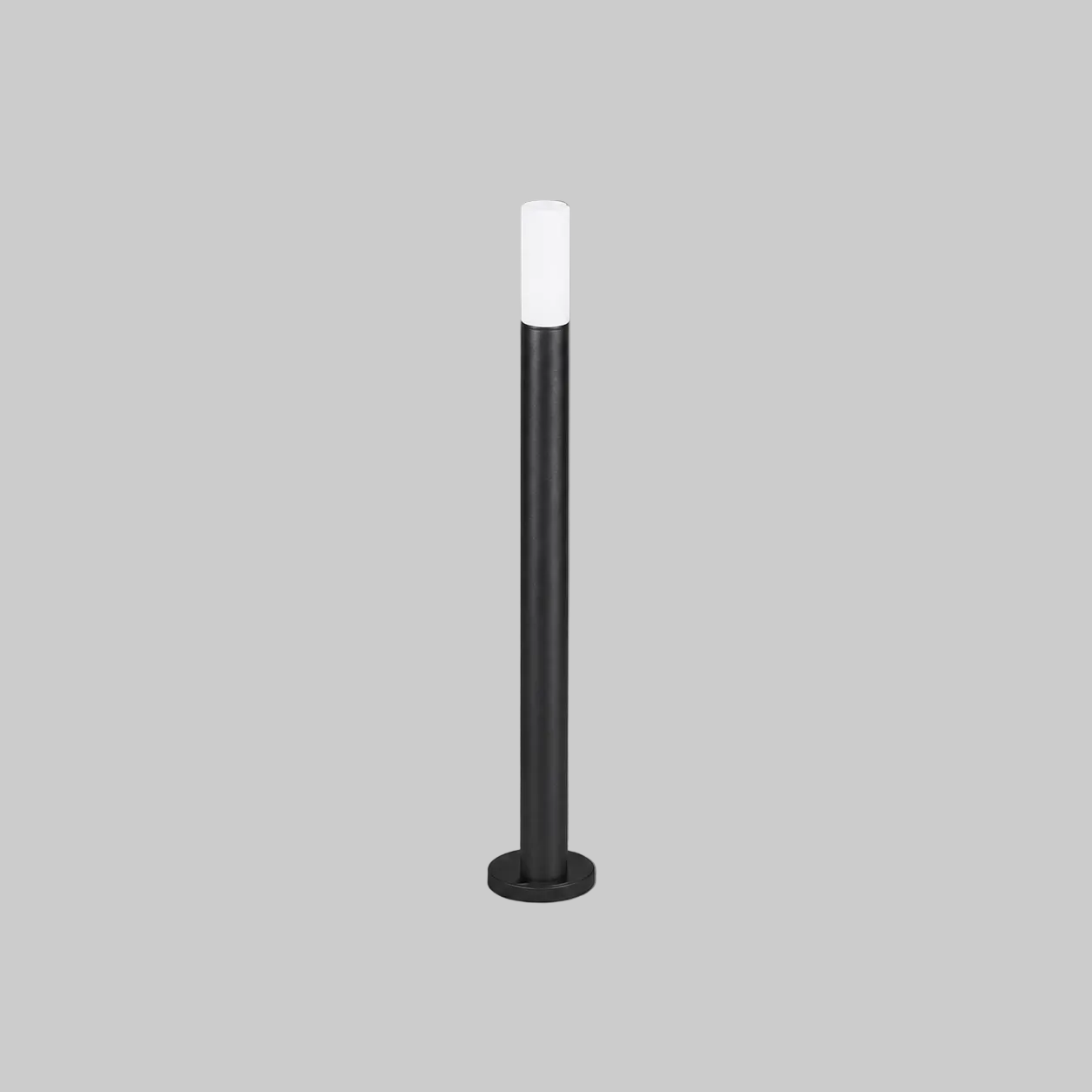 Black bollard light with white top on with E27 base lamp