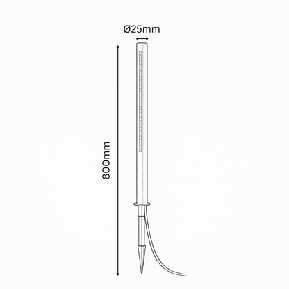 Technical drawing of a cylindrical object with dimensions labeled