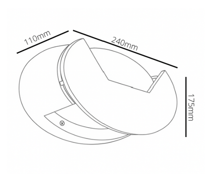 Technical drawing of a circular object with dimensions labeled
