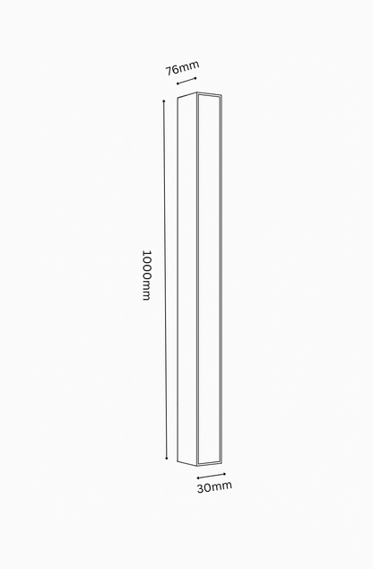 Measurement chart of a rectangular object with dimensions labeled.
