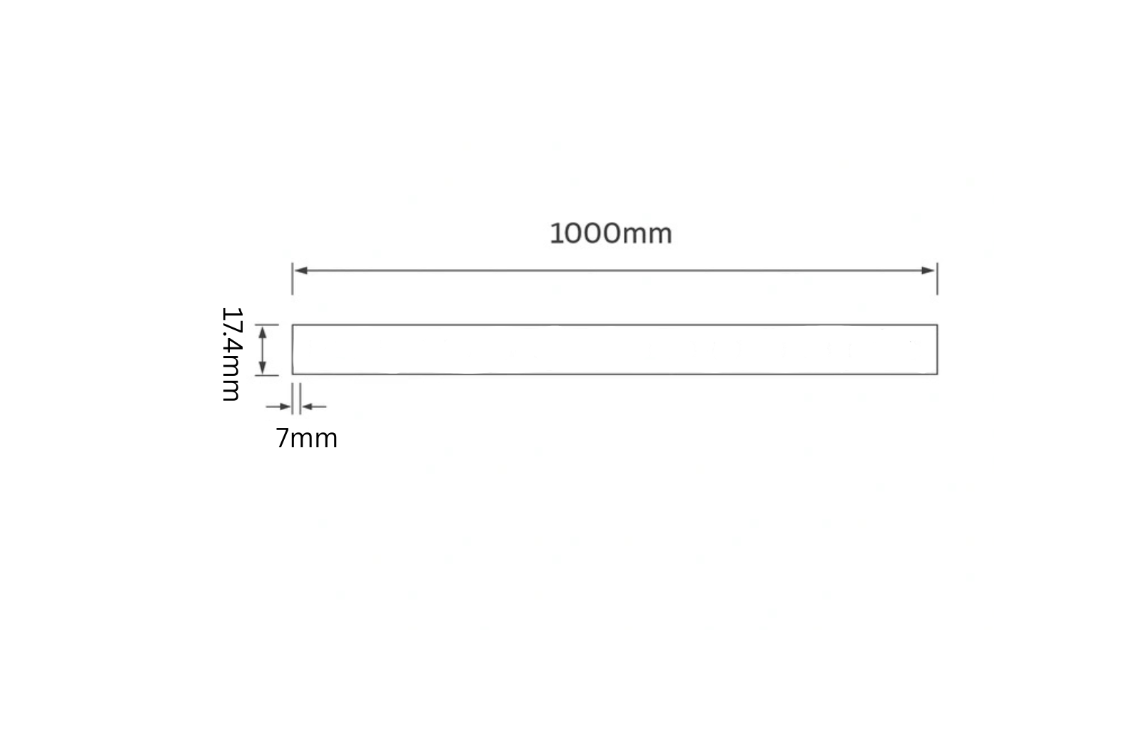 Technical drawing of the mounted aluminum profile and the dimensions 