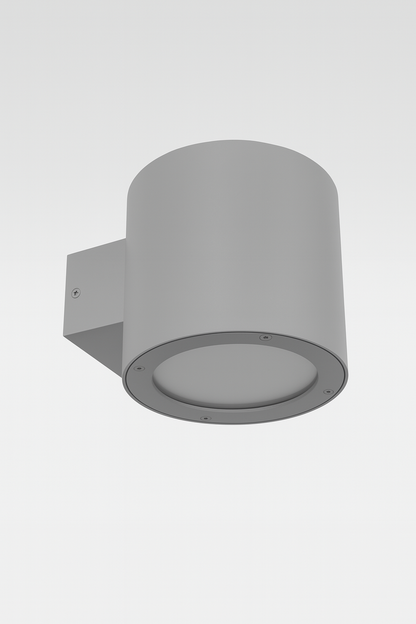 Gray cylindrical wall light fixture with E27 Base lamp