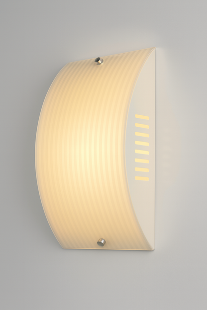 Wall-mounted light fixture with a textured beige cover with dual E27 base lamp