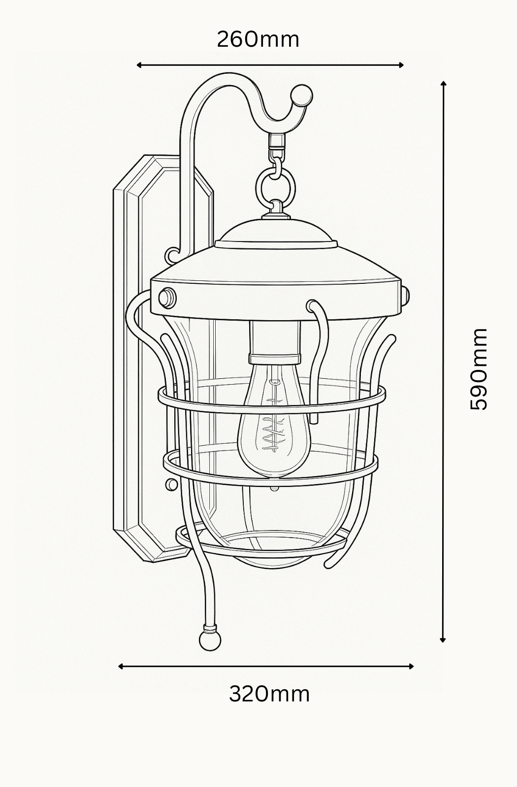 Technical Drawing for the wall mounted light 
