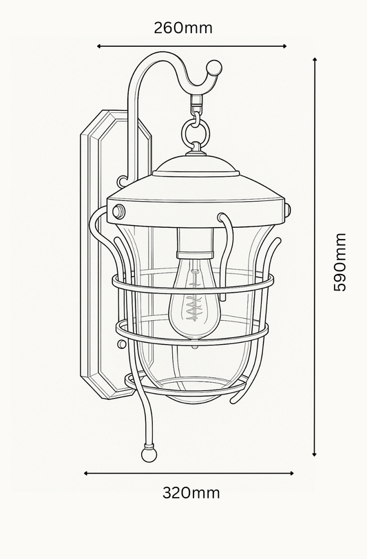 Technical Drawing for the wall mounted light 