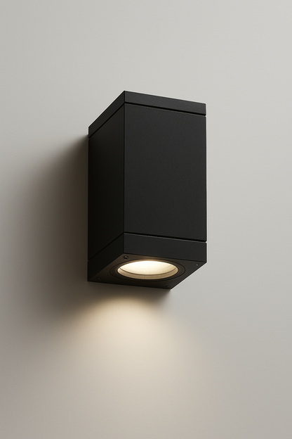Black square ceiling light fixture with E27 base 