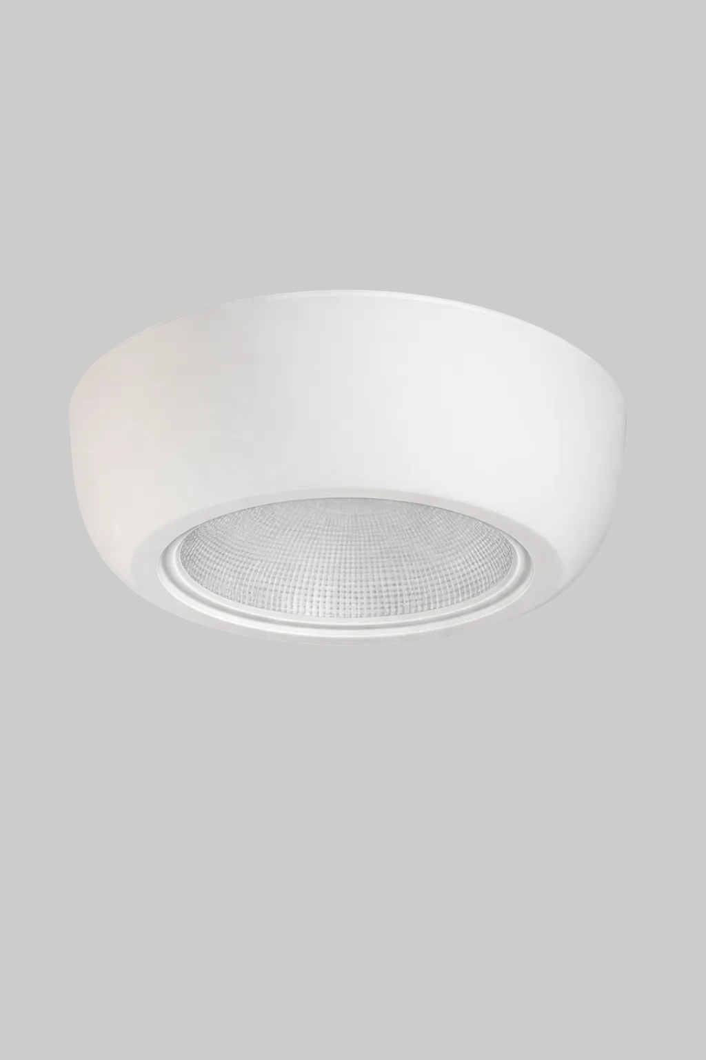 White ceiling light fixture on a white background