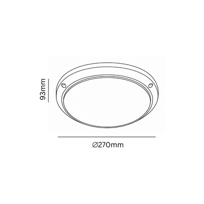 Measurement diagram of a circular object with dimensions 93mm and 270mm on a white background.