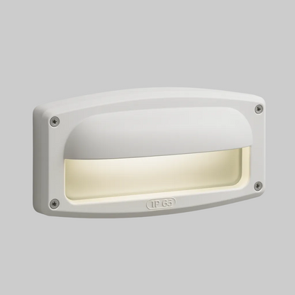 White outdoor step light fixture with E27 base lamp