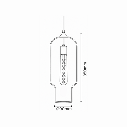Line drawing of a decorative glass pendant 
