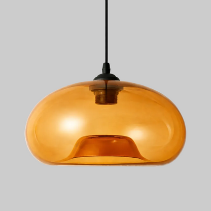 Amber turquoise pendant light with E27 base lamp and glass body