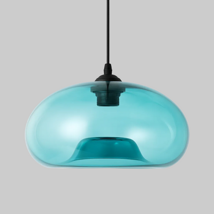 Blue turquoise pendant light with E27 base lamp and glass body
