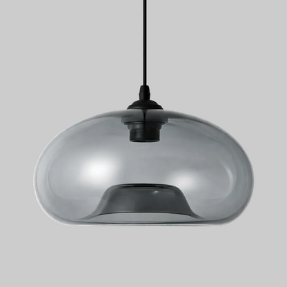 Grey turquoise pendant light with E27 base lamp and glass body