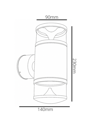 Line drawing of a cylindrical object with dimensions labeled