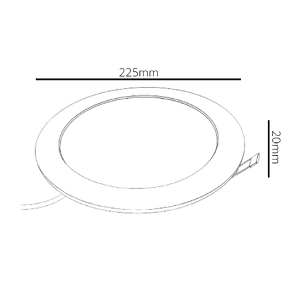 Measurement diagram of a round recessed LED light