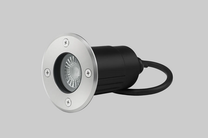 In-ground light fixture withStainless steel and black design with replaceable GU10Base lamp