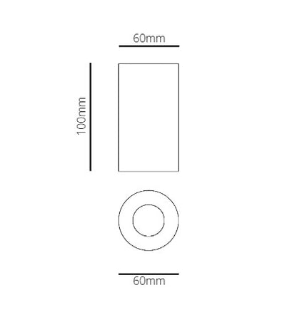 Technical drawing of a rectangular component with dimensions labeled
