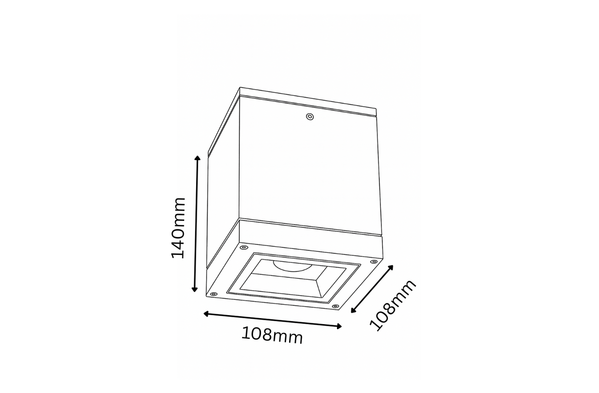 Square ceiling mounted light fixture with E27 base lamp