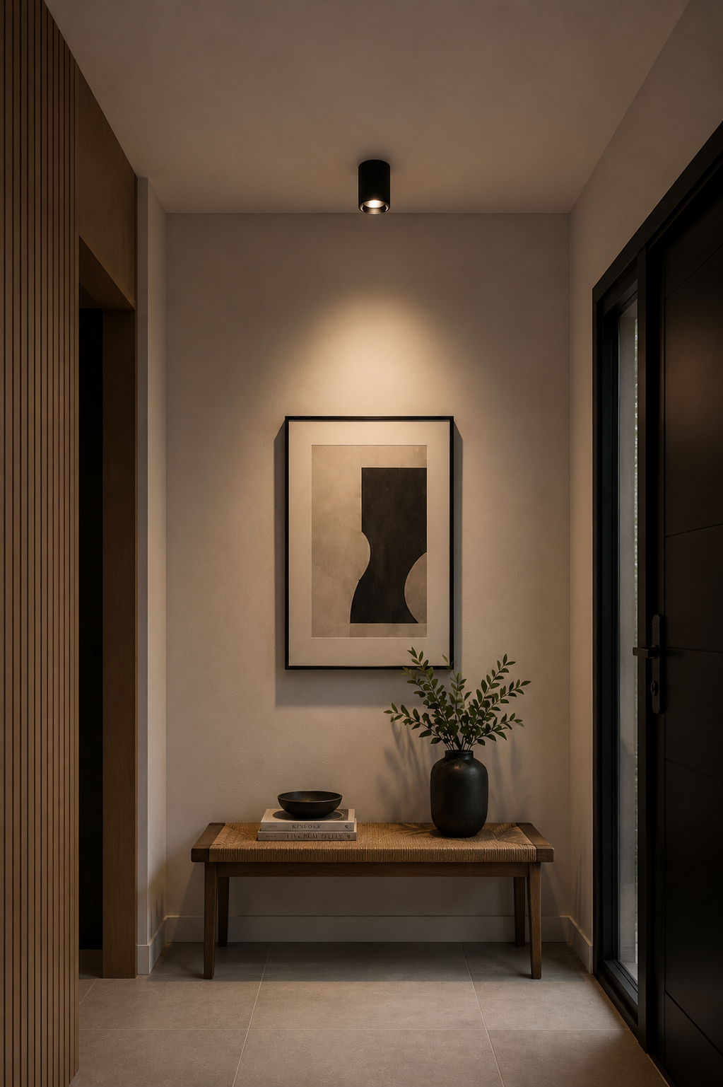 Black mounted downlight fixture with COB base lamp
