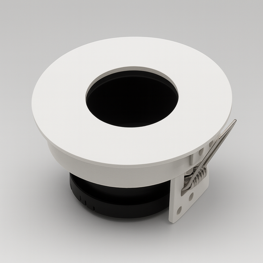 Round white recessed spotlight fixture 