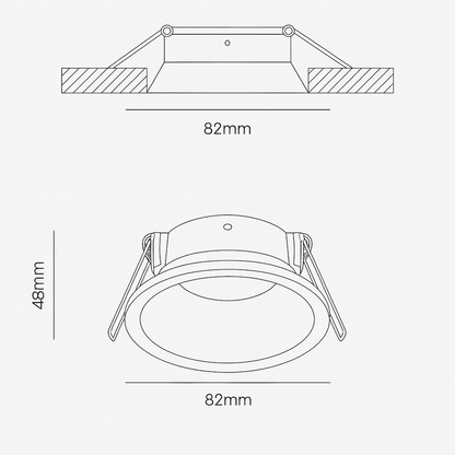 Round recessed MR16 spotlight dimension