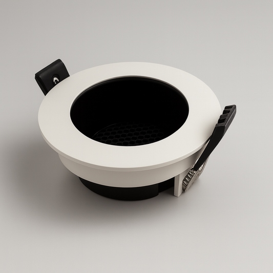 White recessed spotlight with black interior 