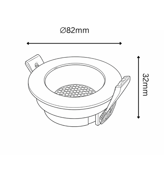 Technical drawing of a round component with dimensions labeled