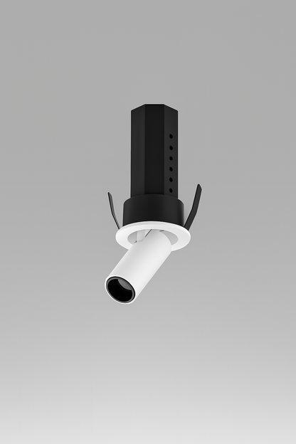 Black and white recessed directional spotlight 

