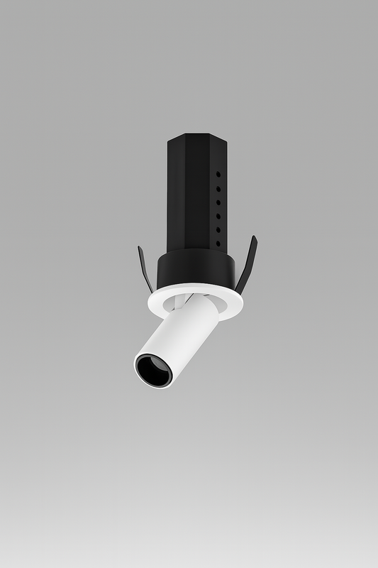 Black and white recessed directional spotlight 


