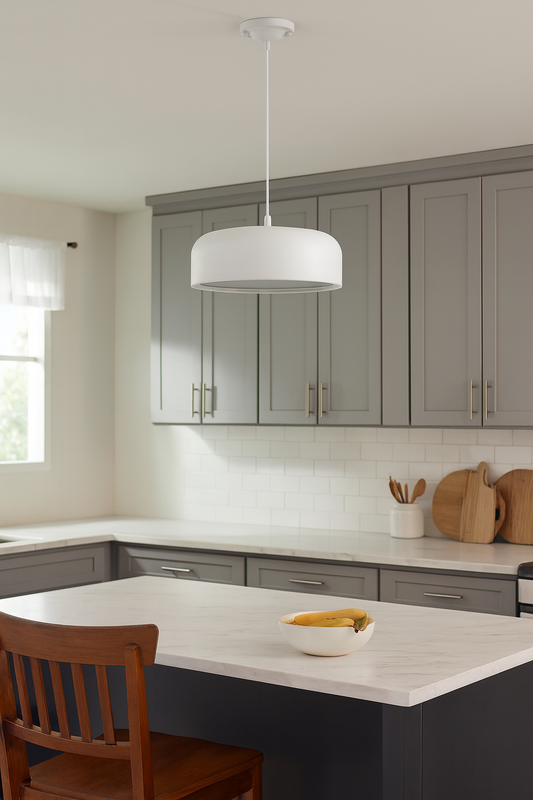 White suspended E27 base light in UAE