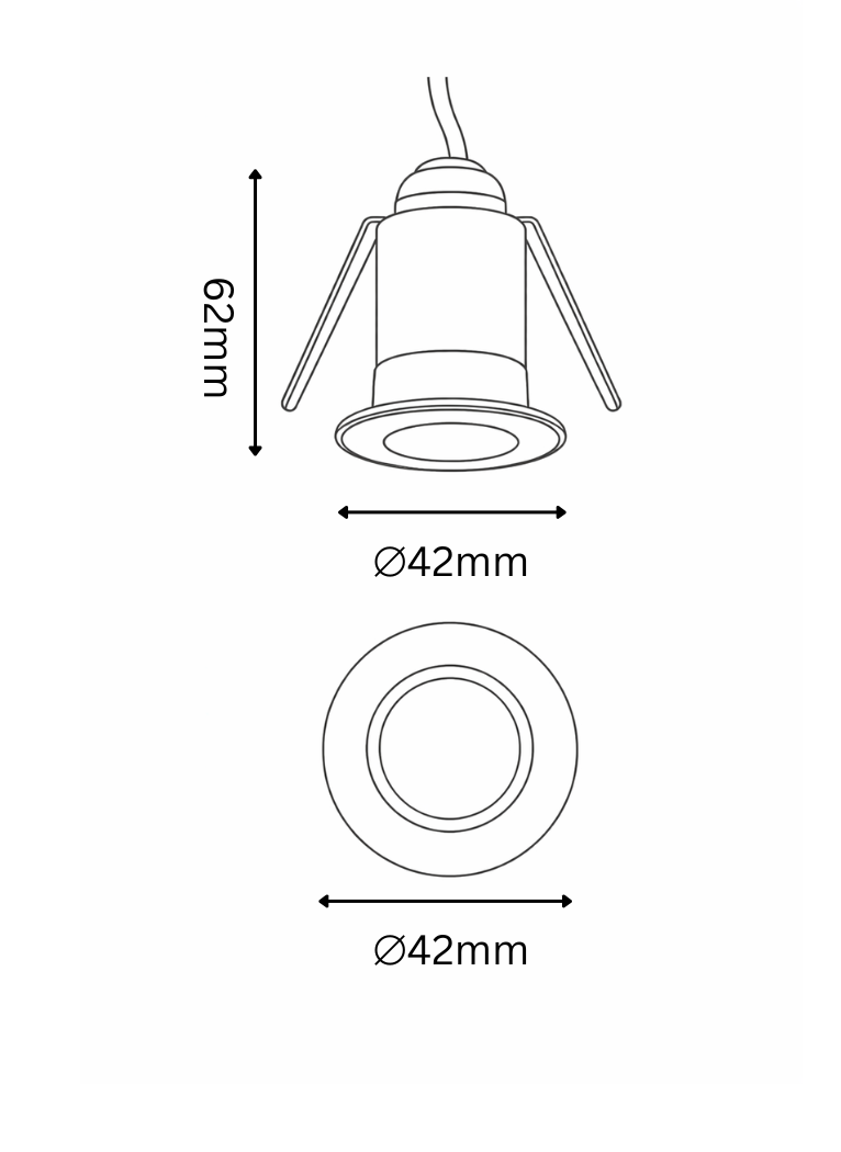 Technical drawing of a pendant light with dimensions labeled
