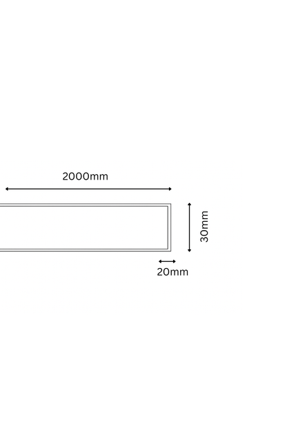 Measurement chart showing dimensions of a rectangular strip with length, width, and height.
