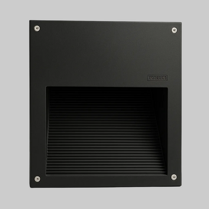 Black square wall-recessed outdoor light fixture with E27 Base lamp