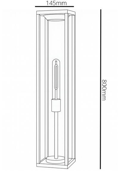 Technical drawing for a outdoor bollard light with dimension