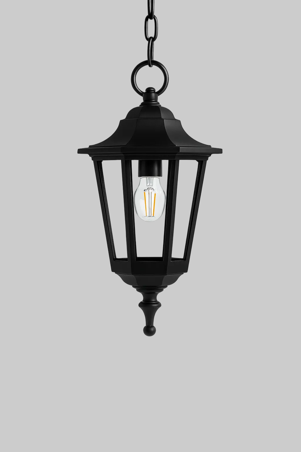 Black outdoor hanging lantern light 