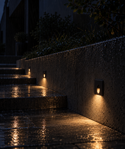 Square recessed step light with COB/SMD base lamp