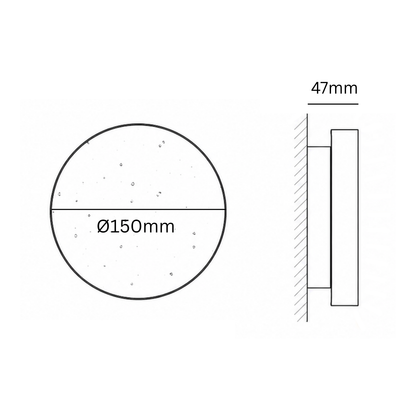 Technical drawing for the round wall light