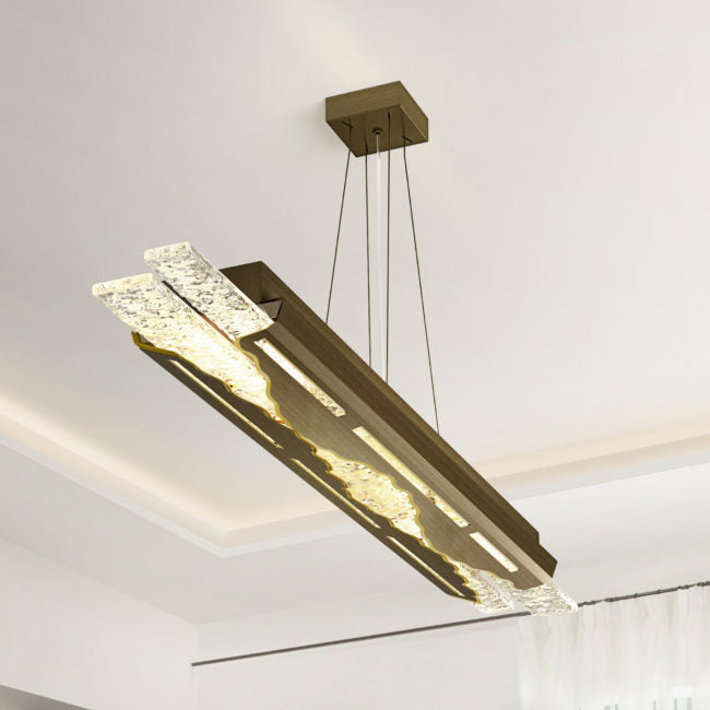 Modern pendant light fixture hanging from the ceiling