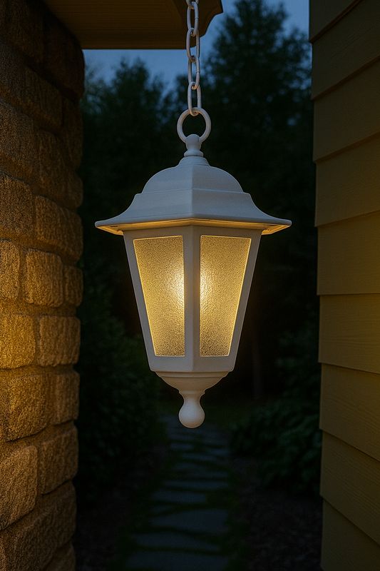 White outdoor lantern with mesh design E27 Base lamp