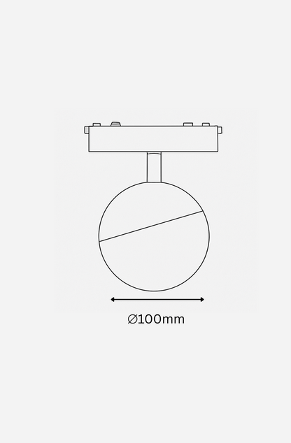 Technical drawing of a valve with a diameter of 100mm on a white background
