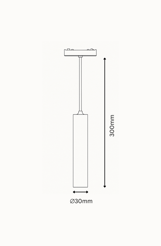 Technical drawing of a cylindrical object with dimensions labeled