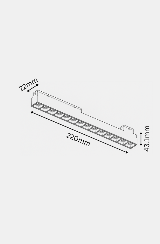Technical drawing of a rectangular component with dimensions on a white background