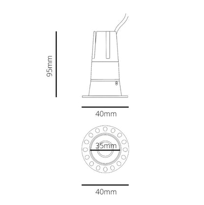 Technical drawing of a mini spotlight