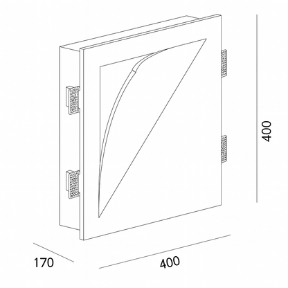 Technical drawing of a rectangular frame with dimensions labeled