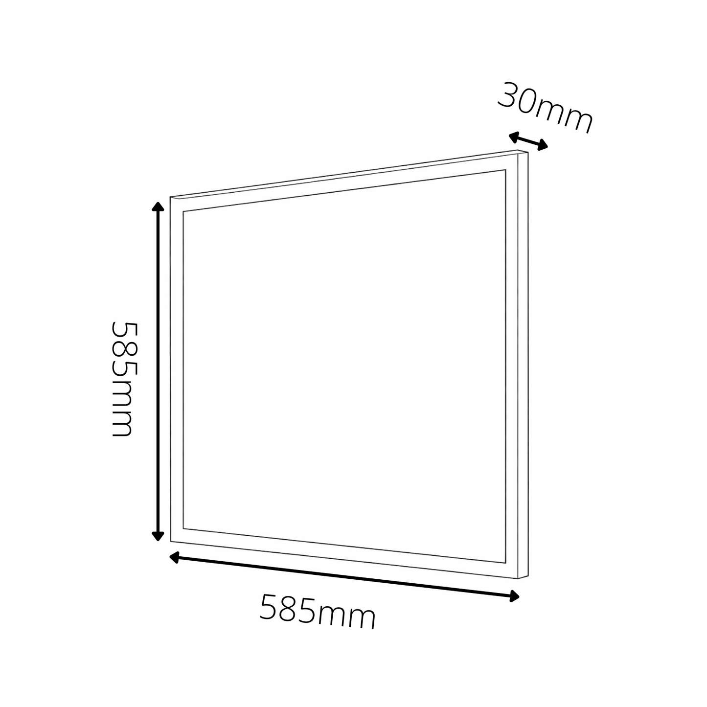 Measurement diagram of a rectangular frame with dimensions labeled.
