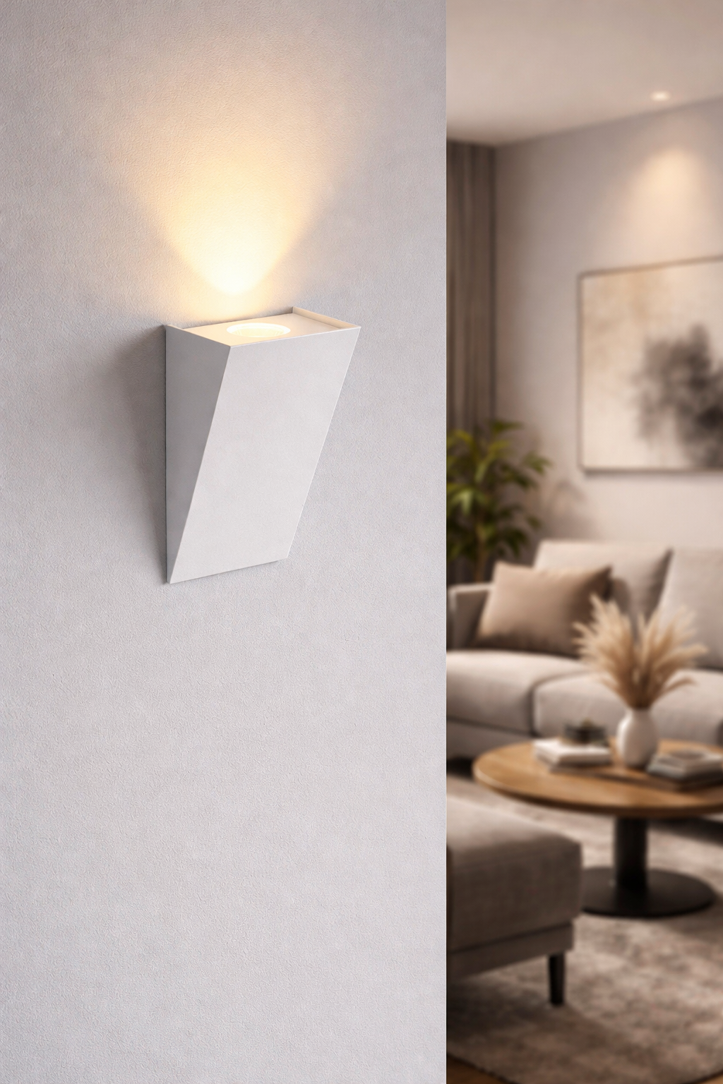 Wall light fixture on the living area 
