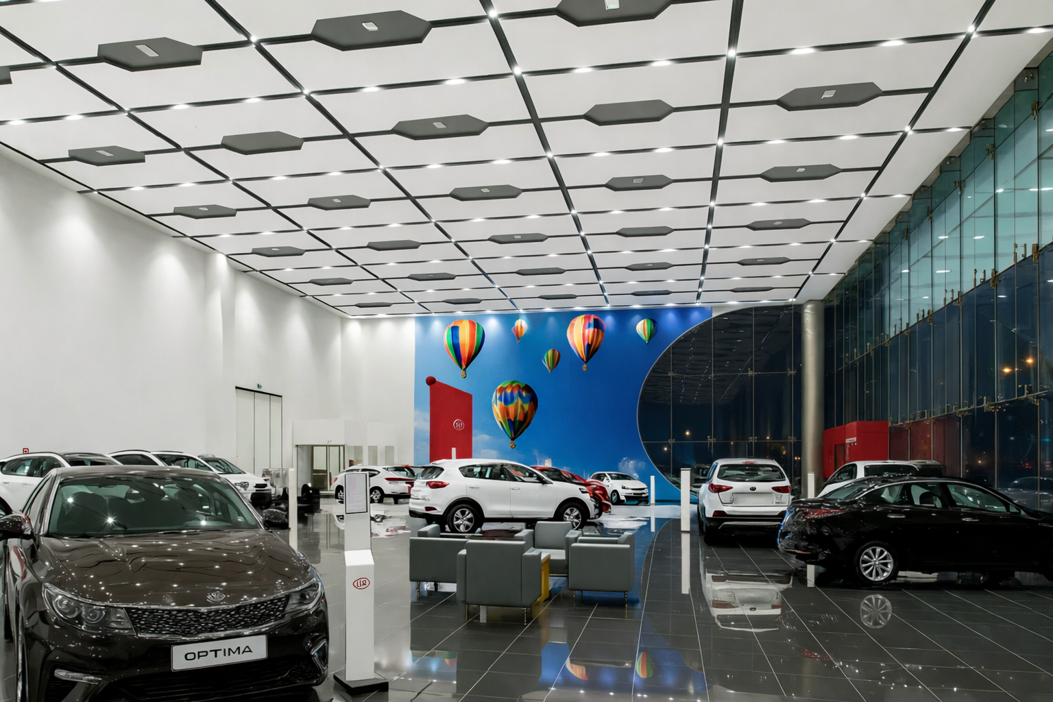 Kia showroom lighting at Tasjeel, Sharjah, UAE