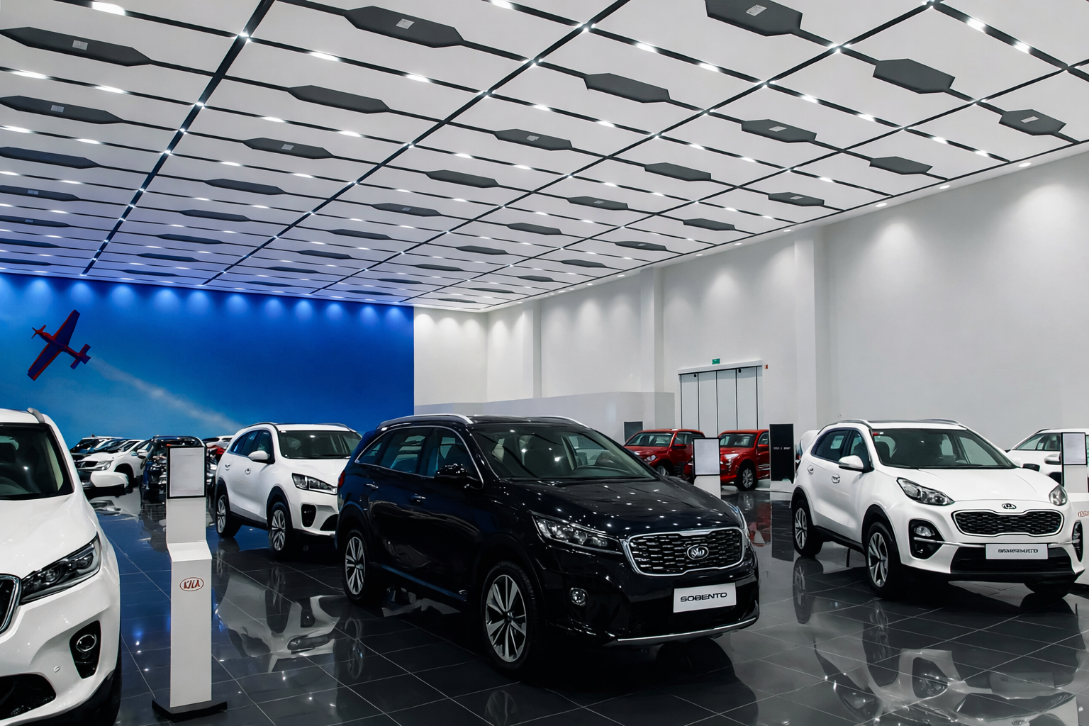 Kia showroom lighting at Tasjeel, Sharjah, UAE
