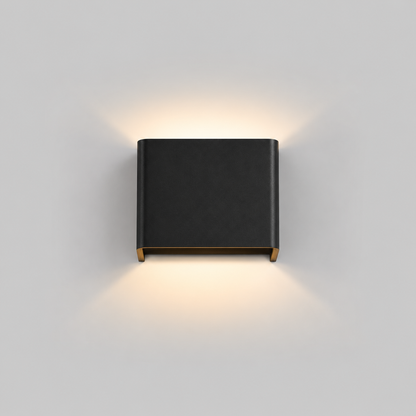 Black square wall light fixture on a gray background
Quin wall light gulf lights
Quin wall light 