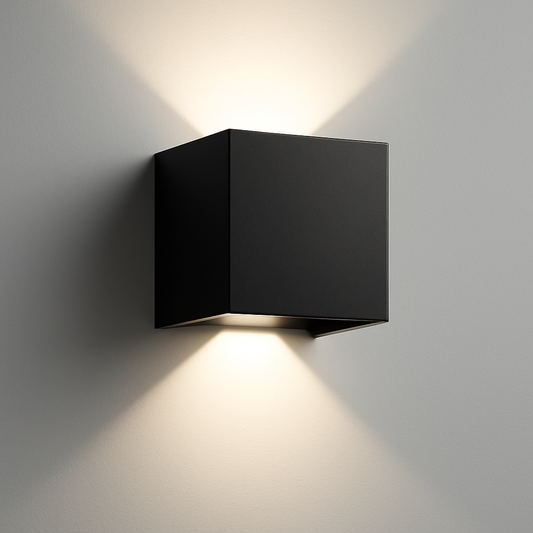Black square wall light fixture with COB/SMD lamp